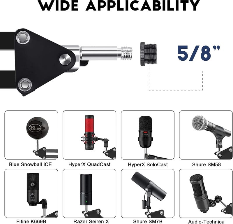 Aokeo Microphone Arm, AK-35 Microphone Desk Stand-Microphone Suspension Boom Scissor Arm Stand For Blue Yeti,Blue Snowball iCE,QuadCast,Elgato - Image 3